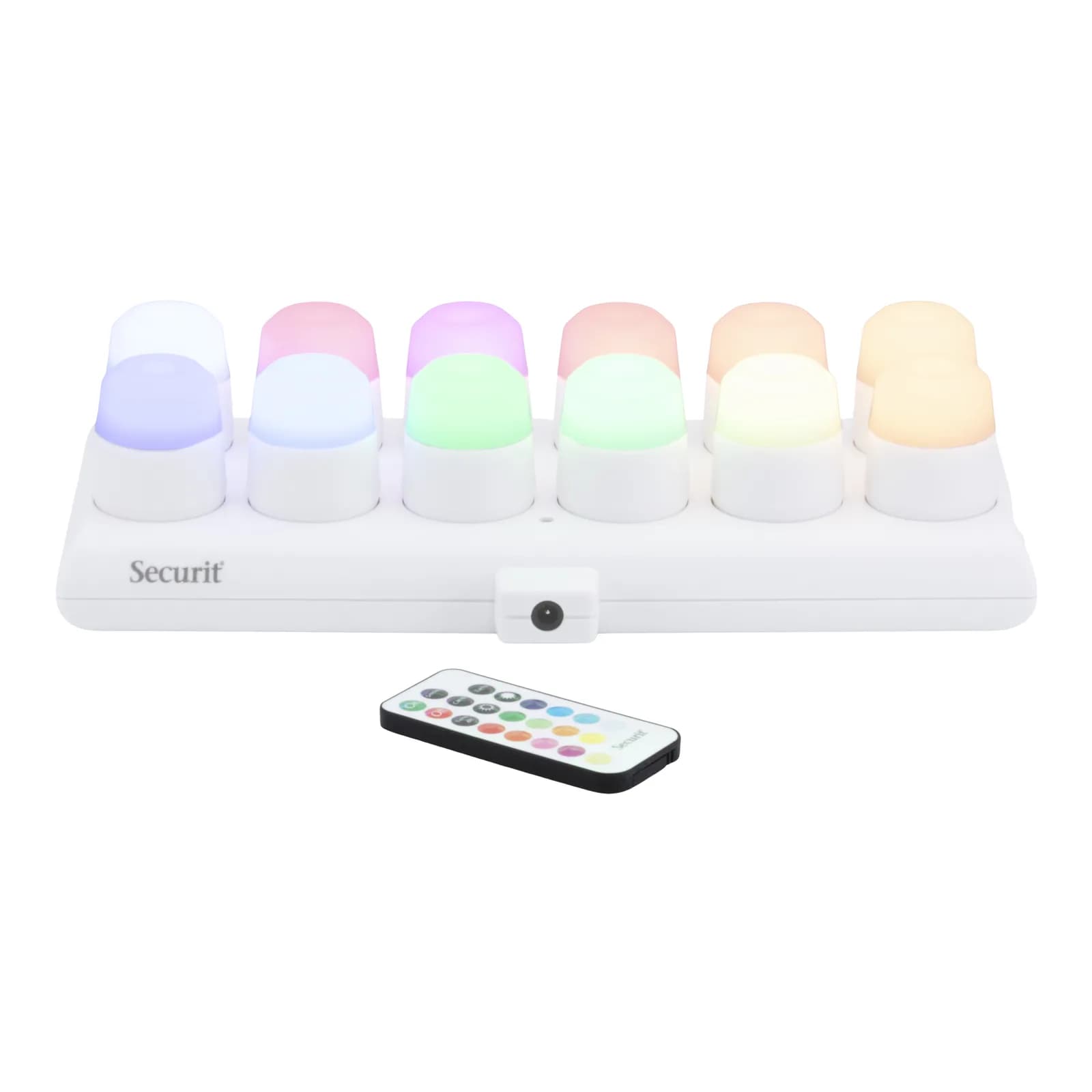Securit® Lot de 12 Bougies "Amsterdam" - LED Couleurs - Socle de recharge magnétique et télécommande inclus