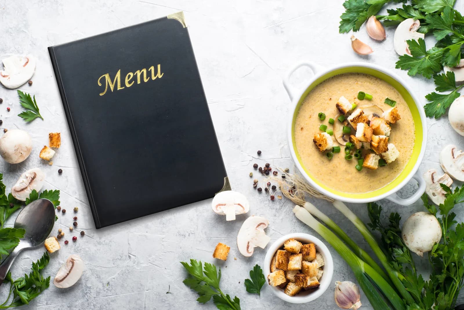 A4 menuhouder restaurant, zwart — Securit® — In gebruik