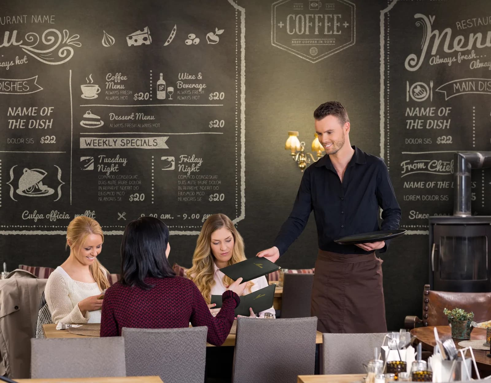 A4 menuhouder restaurant, zwart — Securit®