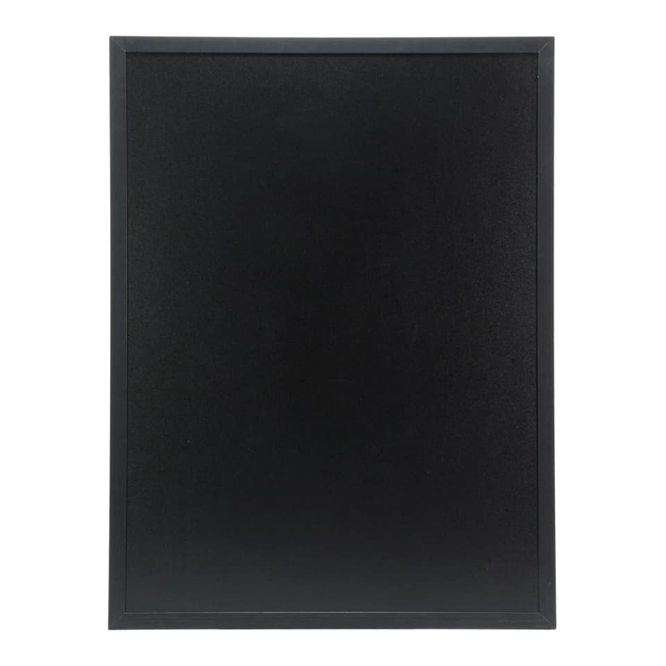 Securit® Ardoise murale "Woody" - Bois finition noir laqué - Feutre-craie et kit de montage inclus - 60x80cm