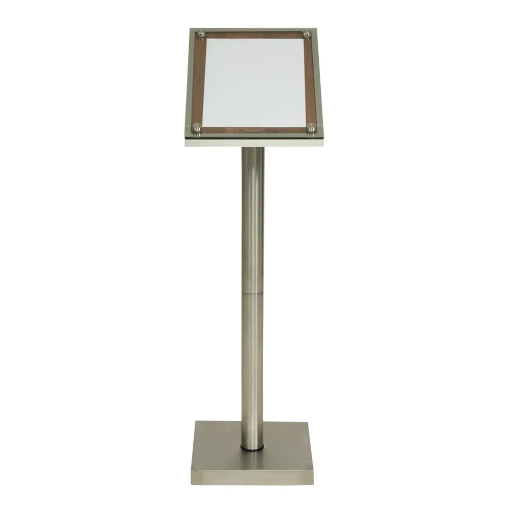 Securit® Glass Star menustandaard walnoot - A4 staand - 125 cm met wielenbasis - compleet